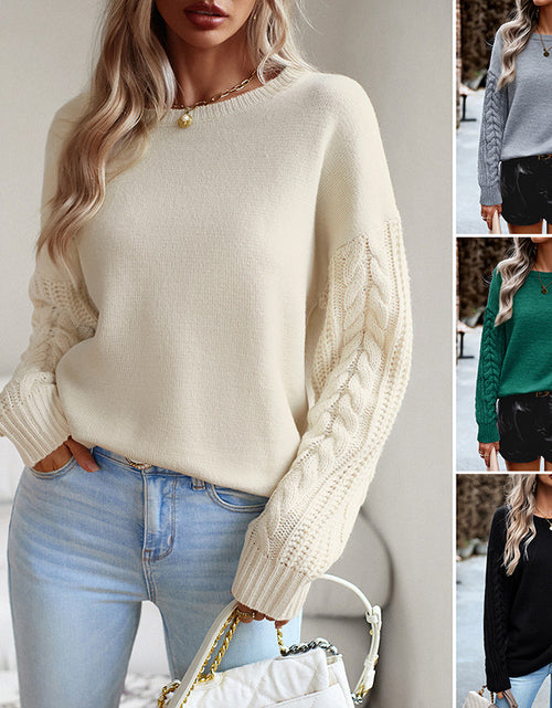 Load image into Gallery viewer, Women&#39;s Fashionable Simple Round Neck Sweater
