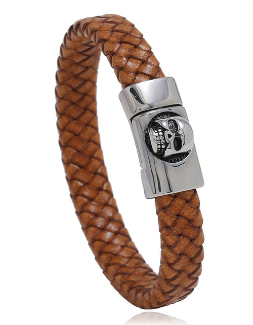 Load image into Gallery viewer, Stainless Steel Leather Bracelet Vintage Weave Titanium Steel Ornament
