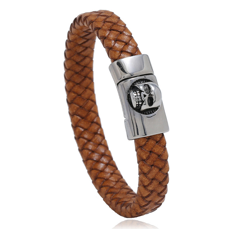 Stainless Steel Leather Bracelet Vintage Weave Titanium Steel Ornament