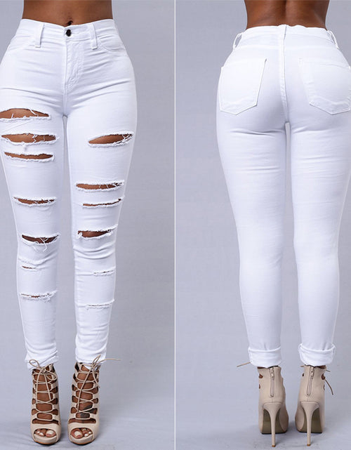 Load image into Gallery viewer, Ripped Jeans Women Skinny Trousers Casual High Waist Pencil Pants
