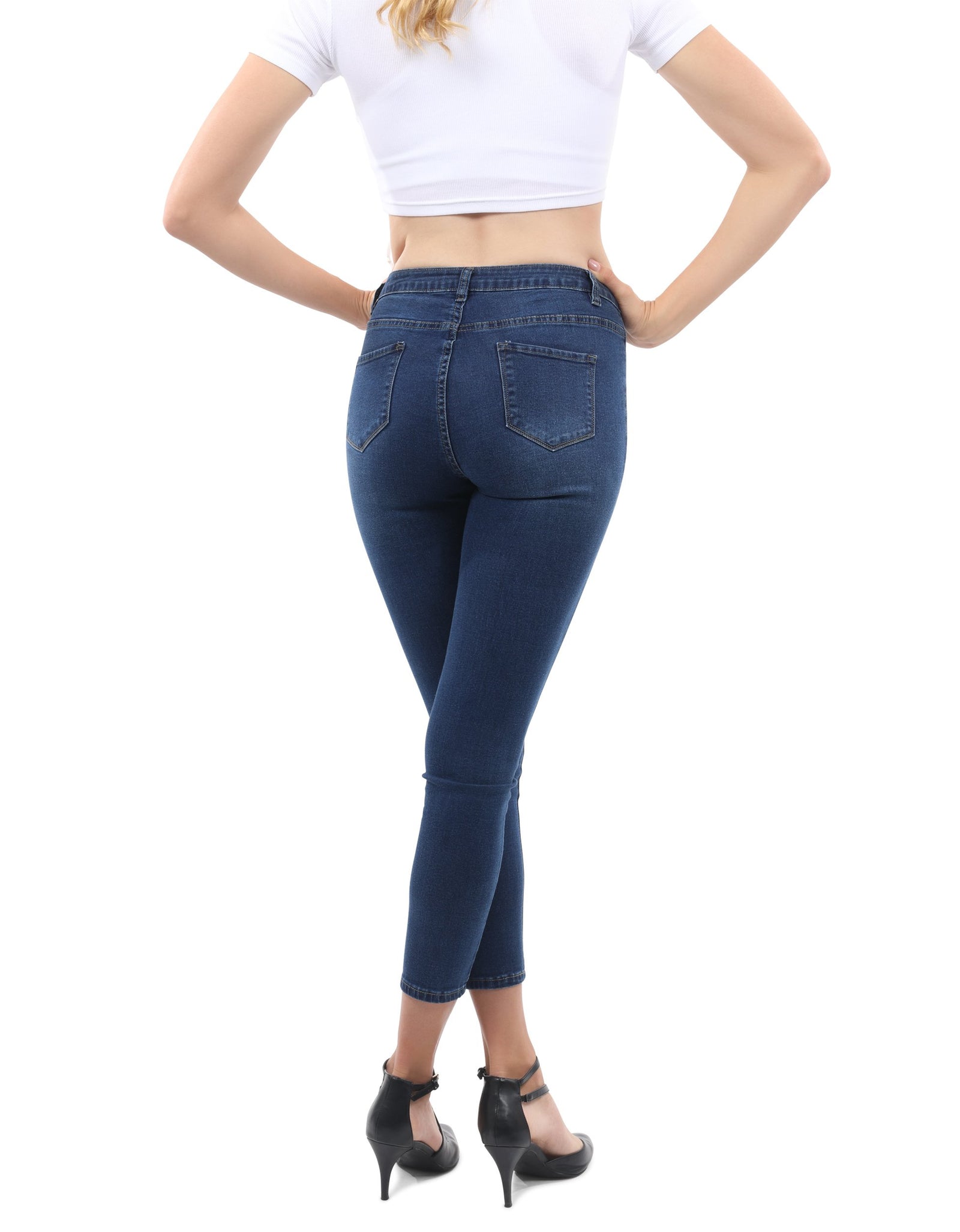 Talus High Waisted Skinny Jeans - Dark Blue