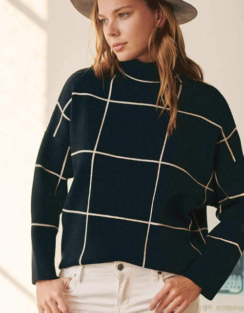 Load image into Gallery viewer, Jenny- Plaid Accent Round Neckline Sweater
