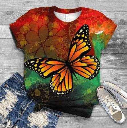 Butterfly Print T Shirt