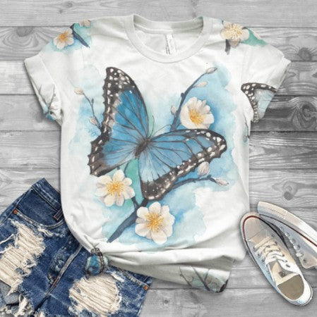 Load image into Gallery viewer, Butterfly Print T Shirt
