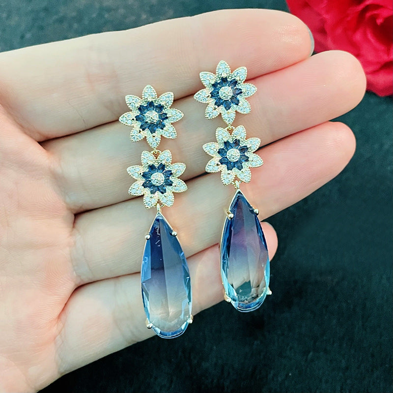 Zircon Flower Earrings Women