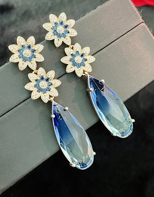 Load image into Gallery viewer, Zircon Flower Earrings Women
