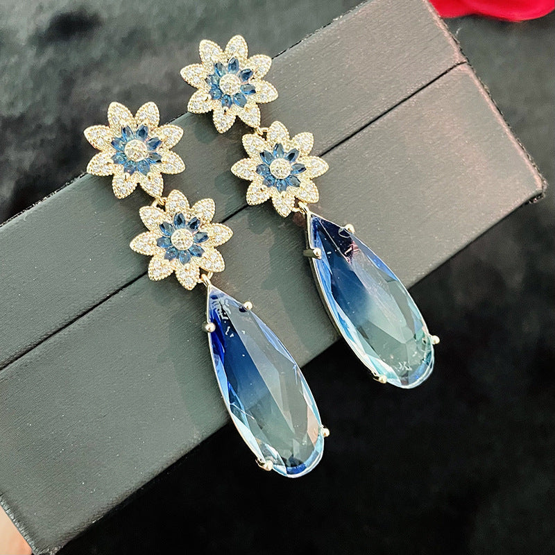 Zircon Flower Earrings Women