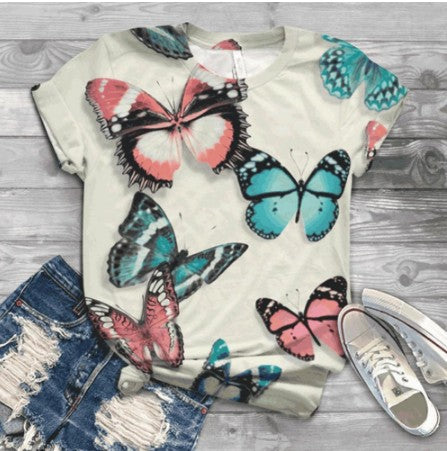 Load image into Gallery viewer, Butterfly Print T Shirt
