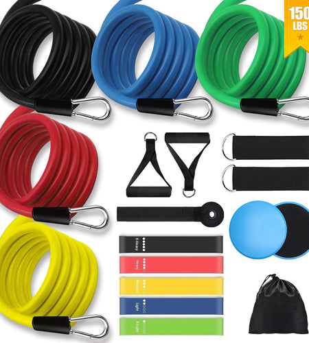 19 Pcs Workout Resistance Bands Set Exercise Bands Set Core Sliders SP