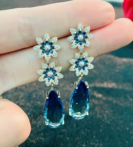 Zircon Flower Earrings Women