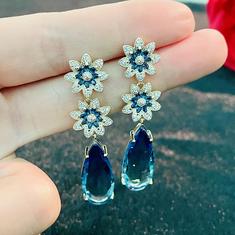 Zircon Flower Earrings Women