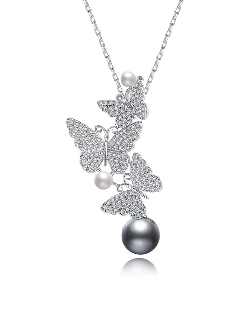 Load image into Gallery viewer, Flower Beard Butterfly Pearl Pendant
