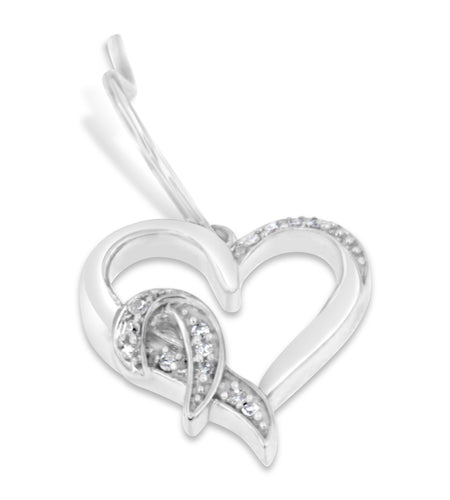 Sterling Silver 1/10ct TDW Round Cut Diamond Heart