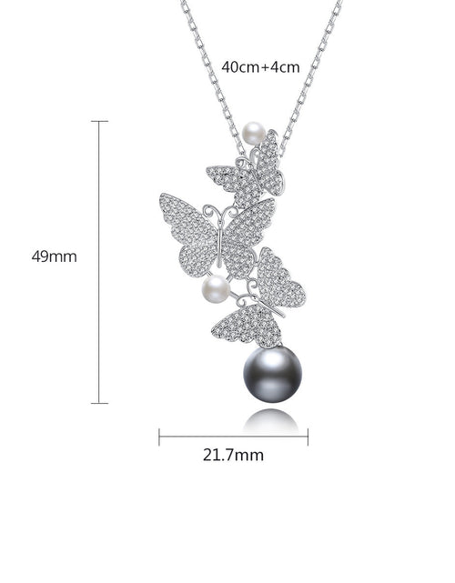 Load image into Gallery viewer, Flower Beard Butterfly Pearl Pendant
