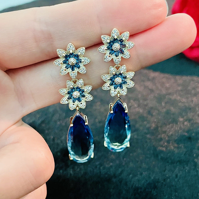 Zircon Flower Earrings Women