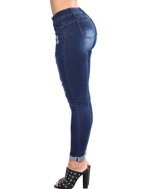 Load image into Gallery viewer, Women&#39;s High Waisted Skinny Destroyed Ripped Hole Denim Pants
