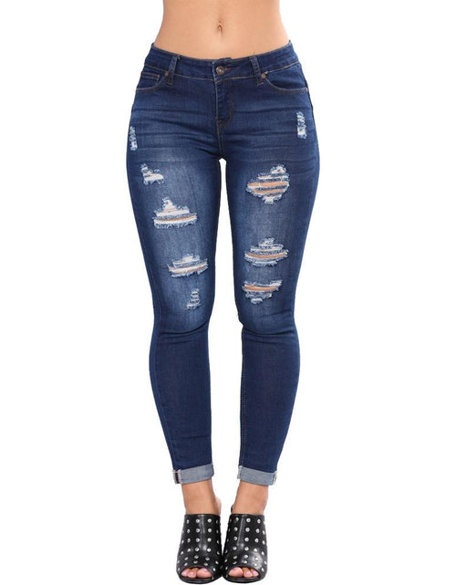 Load image into Gallery viewer, Women&#39;s High Waisted Skinny Destroyed Ripped Hole Denim Pants
