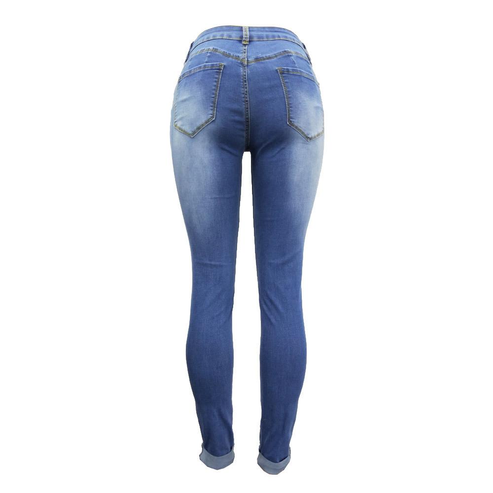 Women's High Waisted Skinny Destroyed Ripped Hole Denim Pants