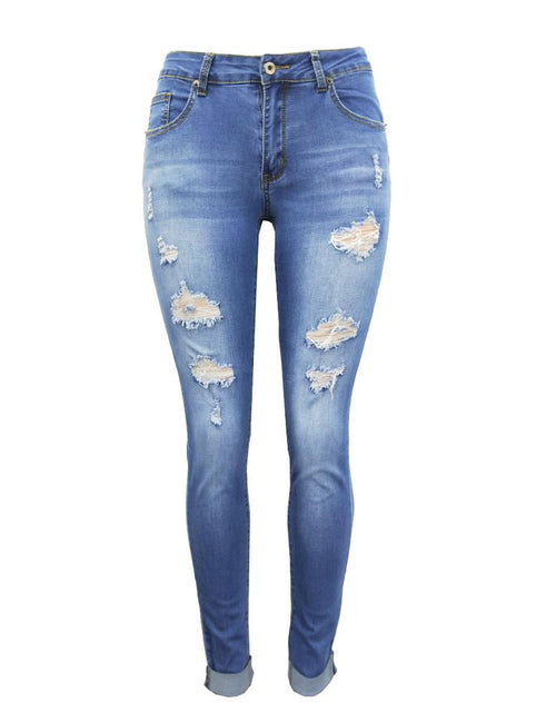 Load image into Gallery viewer, Women&#39;s High Waisted Skinny Destroyed Ripped Hole Denim Pants
