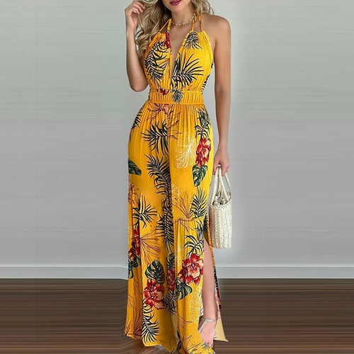 Load image into Gallery viewer, Women Floral Print Romper Halter Neck
