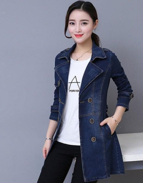 Load image into Gallery viewer, Womens Double Breasted Slim Fit Denim Jacket
