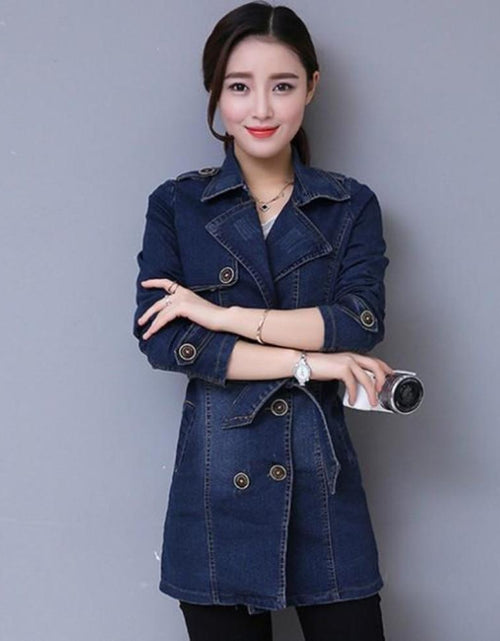 Load image into Gallery viewer, Womens Double Breasted Slim Fit Denim Jacket
