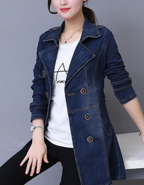 Load image into Gallery viewer, Womens Double Breasted Slim Fit Denim Jacket
